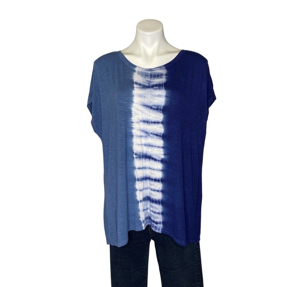 LANE BRYANT Tie Dye Top Short Sleeve Tee Blue White Womens Size 18/20